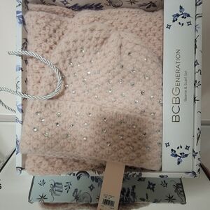 BCBGeneration Pink Beanie and Scarf Set